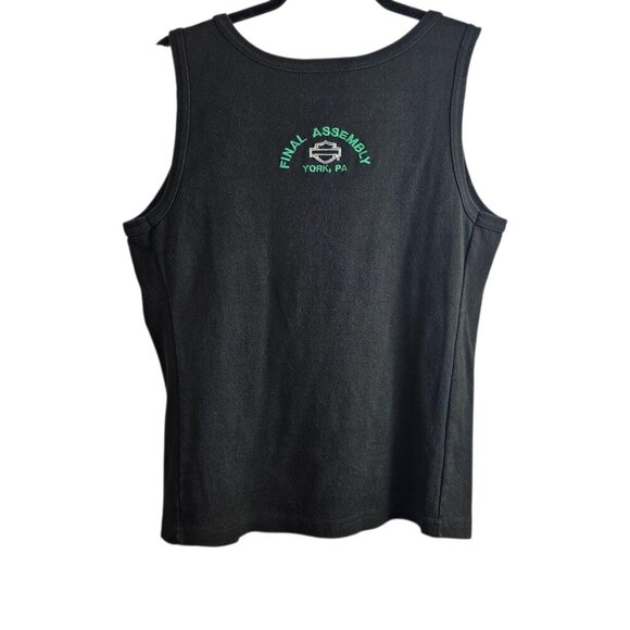 Harley Davidson Embroidered Sleeveless Final Assembly Black Cotton Tank Top - Picture 4 of 5